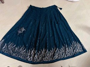 blue colour sequins lahenga