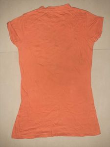 🧡 Rare Y2K Coral Statement Tee - Women's