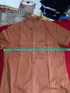 Men's Brown Casual Shirt chest pocket