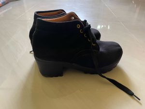 Black Lace-Up Ankle Boots