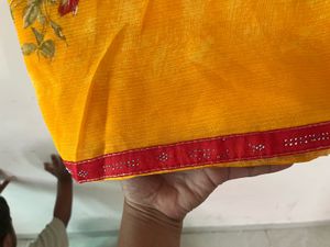 Vibrant Yellow Floral Saree