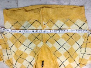 H&amp;M Yellow Argyle Cropped Cardigan