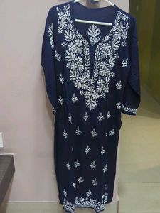 Elegant Navy Blue Embroidered Kurta