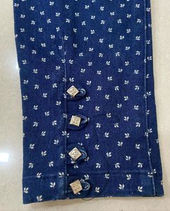 Denim Blue Dungarees with Star Pattern