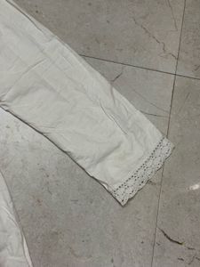 White Lace Trimmed Palazzos