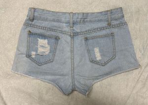 Light Blue Denim Ripped Shorts