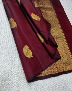 Elegant Maroon Saree with Gold Butti
