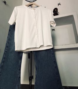 Classic White Button-Up Top🕶️👜