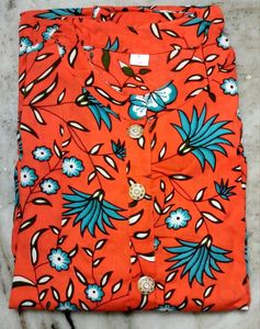 🟠Orange Floral Print Kurta