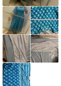 Blue &amp; White Printed Kurta Set