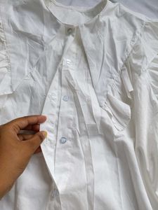 Vintage White Ruffle Collar Shirt