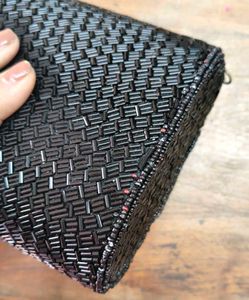 Black Beaded Clutch