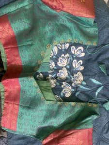 Silk saree with painted blouse