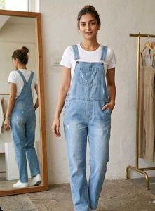 stylish denim overalls, (unused)