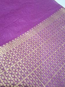 Elegant Purple Saree with Gold Border