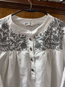 Embroidered White Top