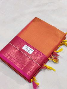 Orange & Pink Softy Silk Malai Allover Boota Saree