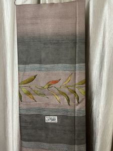 Elegant Grey Saree with Leaf Print