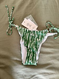 Green & White Zebra Print Bikini Bottoms