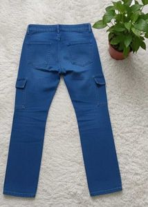 Blue Denim Cargo Pants