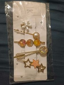 Hair Clip Set - Star, Pearl, Flower Design