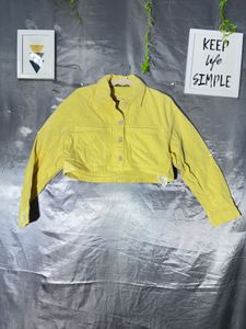 Zara Yellow Cropped denim Jacket