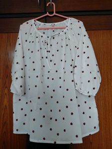 White Top with Red Ladybug Print