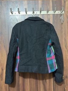 Stylish Plaid Accent Cropped Blazer