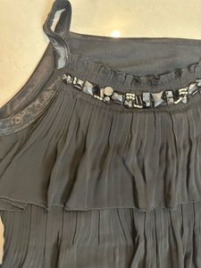 Black Tiered Embellished Tank Top