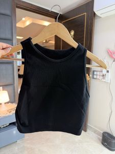 Ribbed Black Crop Tank Top NEW W/O tags