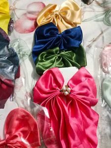 Set of Assorted Satin Bow Hair Clips