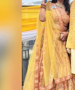 Yellow &amp; Red Floral Lehenga Choli
