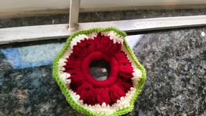 Handmade Crochet Flower Scrunchie