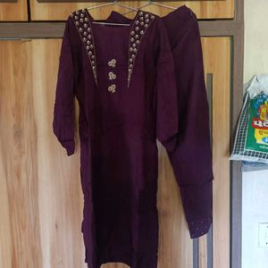 Elegant Purple Kurta Set with Embellishments