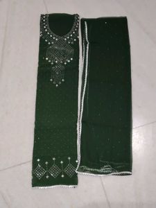 Green Embellished Suit Set