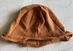 Brown Flared Knitted Winter Hat