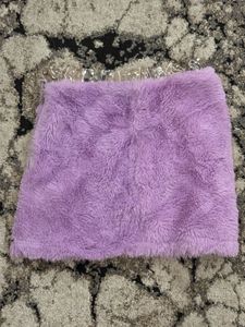Lavender Faux Fur Mini Skirt