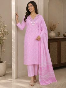 Elegant Pink Printed Kurta Set - 40 Bust