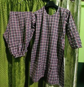 Checkered Kurta Pajama Set