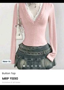 Cute Pink Button Down Top
