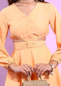 Orange Mini Dress with Long Sleeves