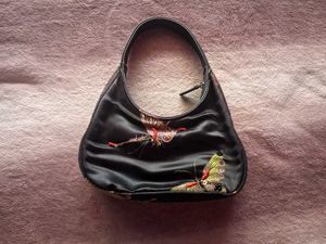 Black Satin Bag with Beaded details