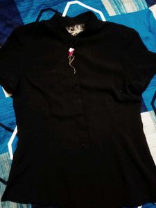 Chic Black Button-Up Top &amp; shirt
