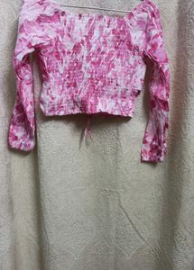 Chic Floral Print Long Sleeve Crop Top