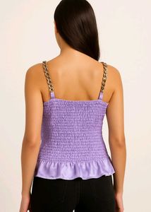 Lilac Ruched Chain Strap Tank