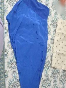 Price dropped Embroidered Cream &amp; Blue Sari