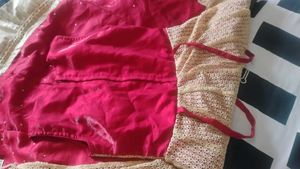 Red &amp; Gold Layered Ethnic Gown