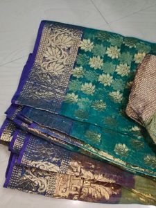 Beautiful Multi Colour Banarasi Organza Sarees