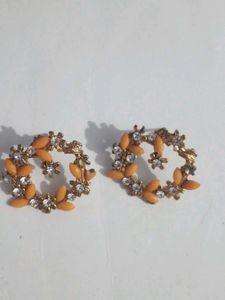 Floral Design Earrings with Stones