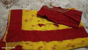 Yellow Saree with Red Border